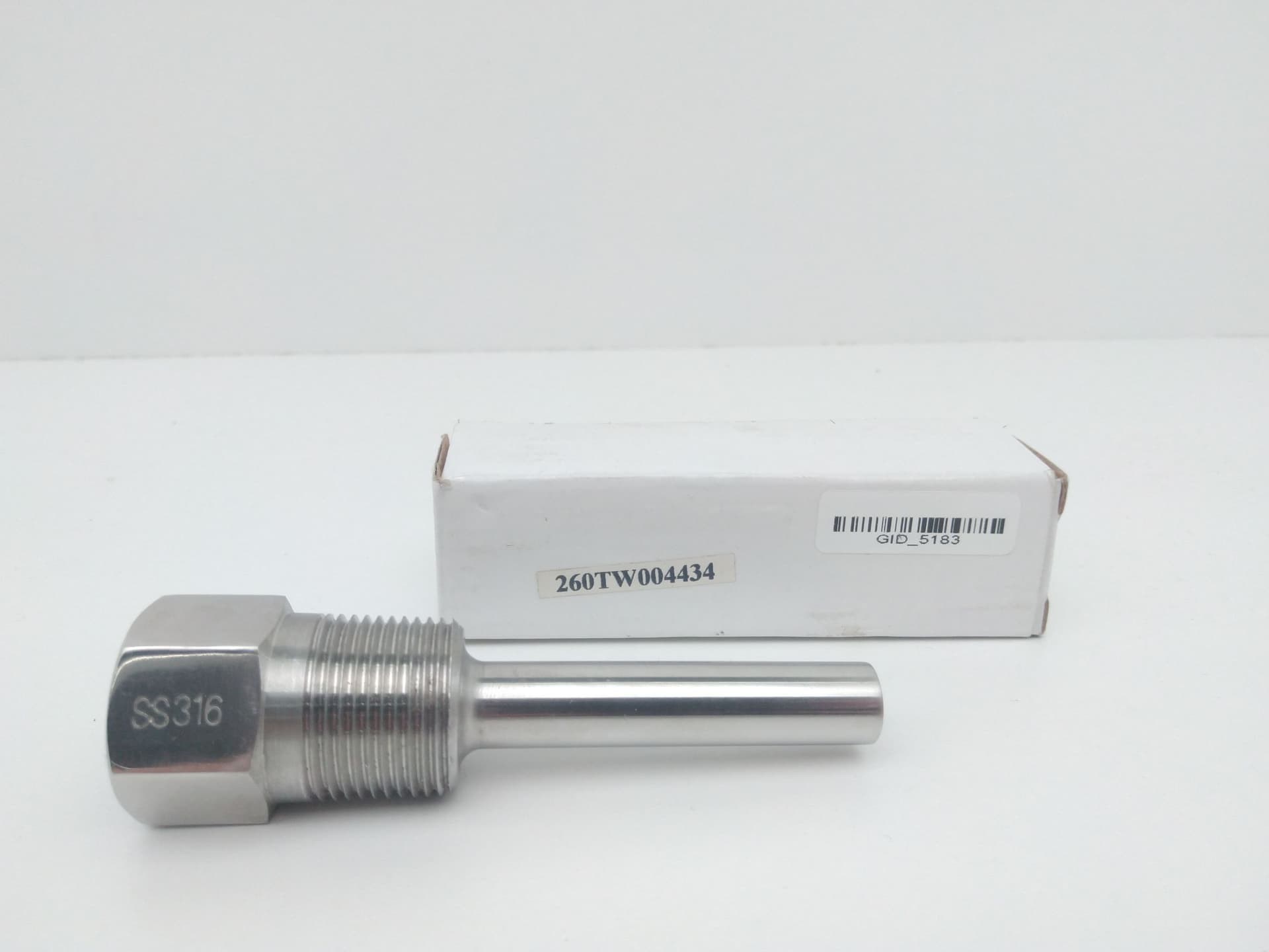 Tel-Tru 260TW004434 Thermowell 3/4" NPT, 0.26" Bore, 4" Insertion Length, 304SS