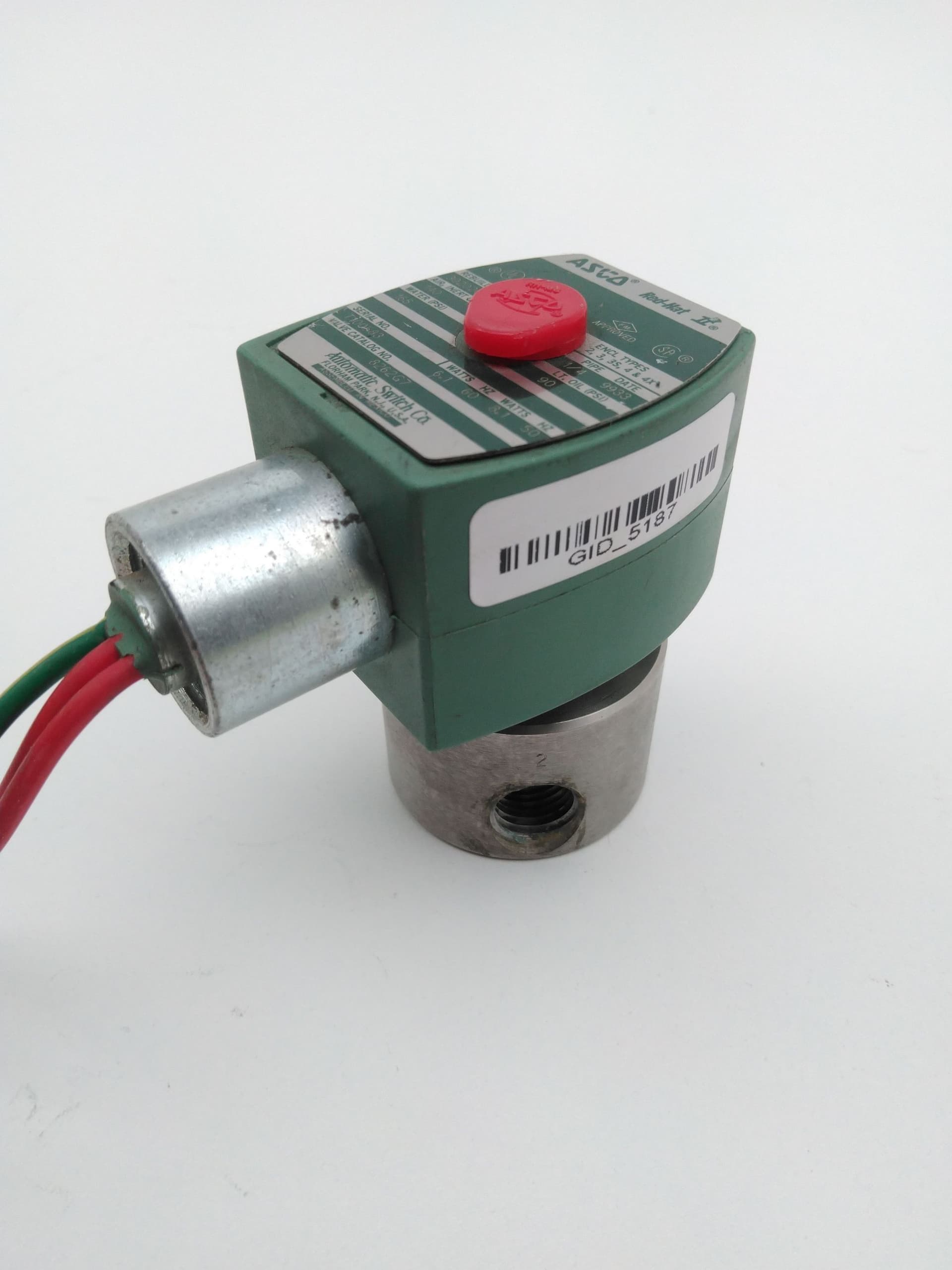 ASCO 8262G7 Solenoid Valve, 2-Way, Stainless Steel, 1/4", NC, 120VAC/60Hz