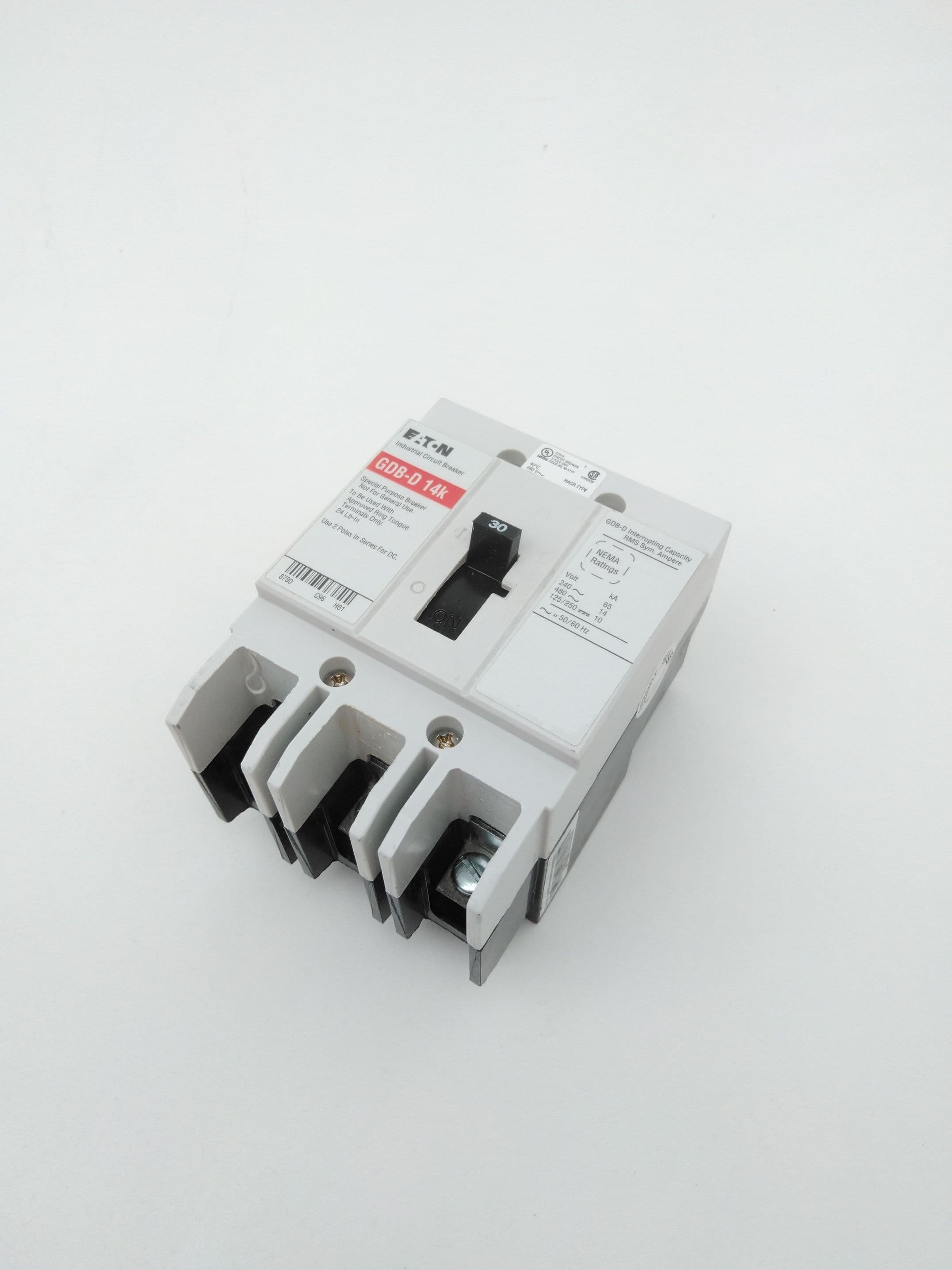 Eaton GDB3030D Molded Case Circuit Breaker, 30A, 3P, GDB-D 14K