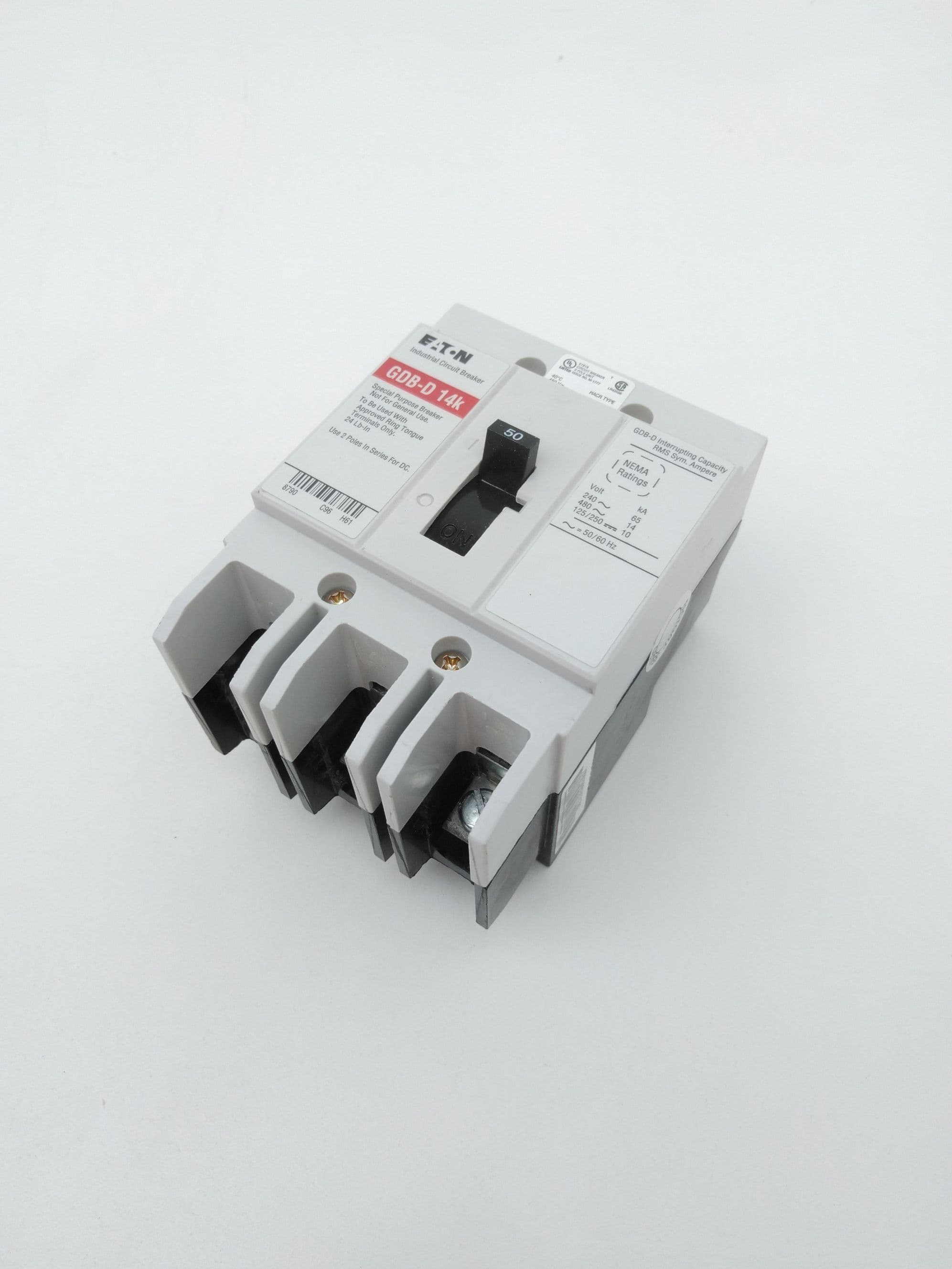 Eaton GDB3050D Molded Case Circuit Breaker, 50A, 3P, GDB-D 14K