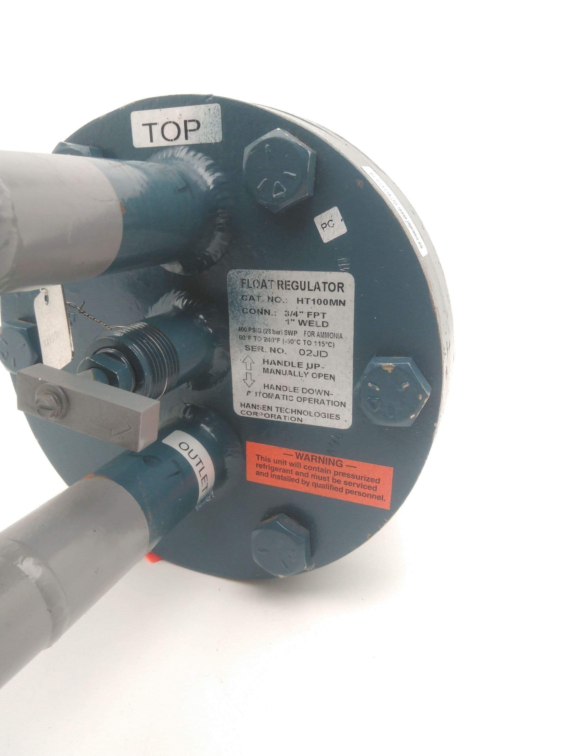 Hansen Technologies Corp HT100MN Float Drain Regulator, NH3, 3/4"FNPT, 1" WLD