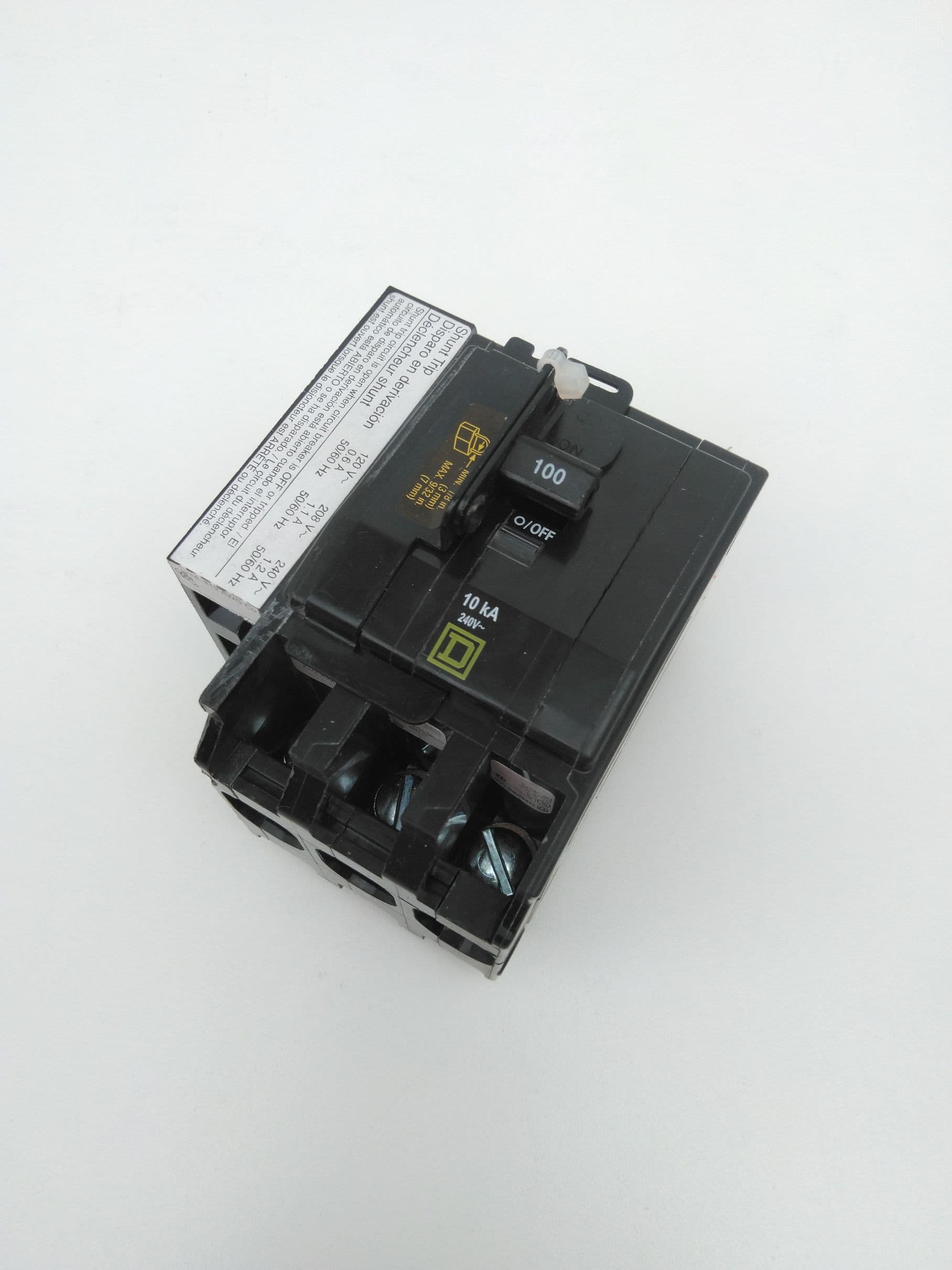 Square D QOB31005274 Circuit Breaker 100A, 3P, 120/240VAC, 10kA, Shunt Trip