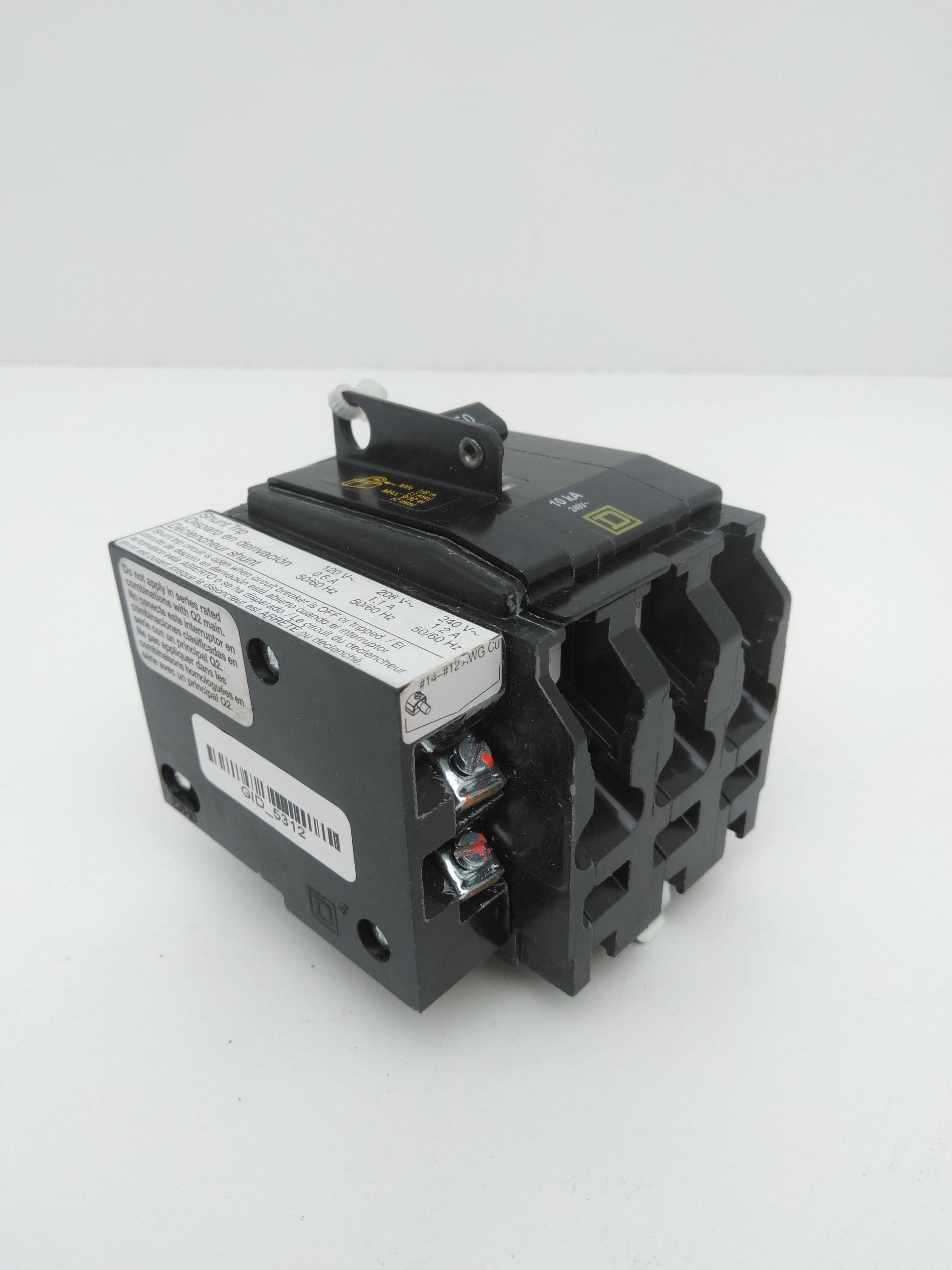 Square D QOB3501021 Circuit Breaker 50A, 3P, 120/240VAC, 10kA, Shunt Trip