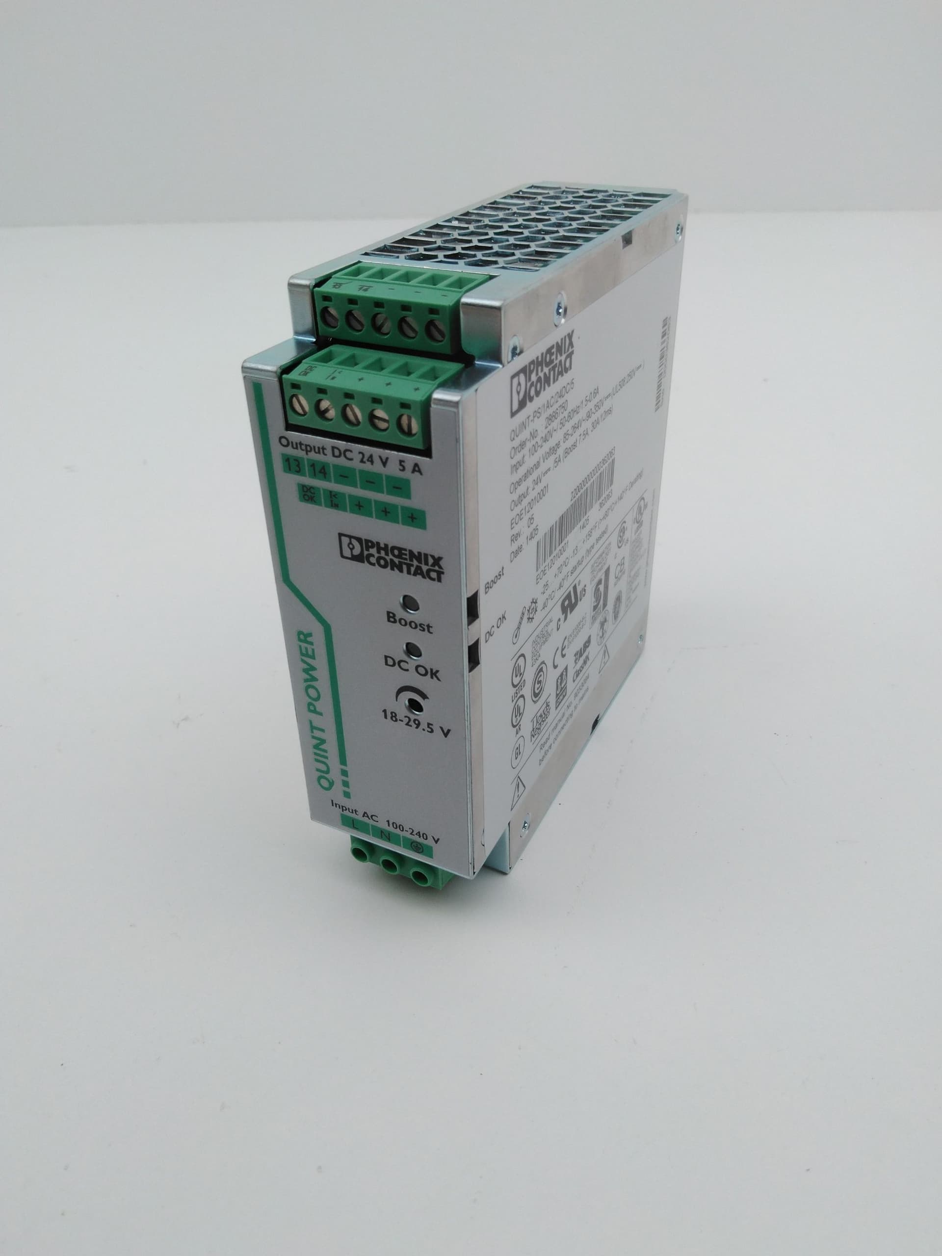 Phoenix Contact QUINT-PS/1AC/24DC/5 Power Supply, 24VDC, 5A, 1-Phase, 2866750