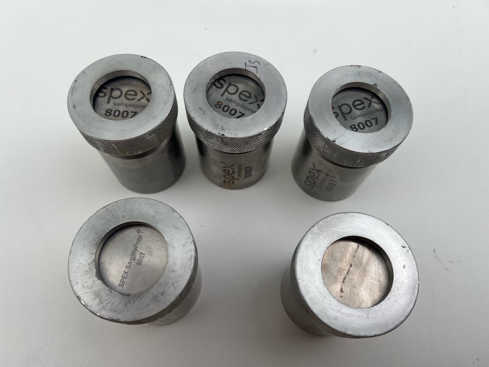 Spex Sample Prep 8007 Lot of 5 Stainless Steel Vials, 50ml
