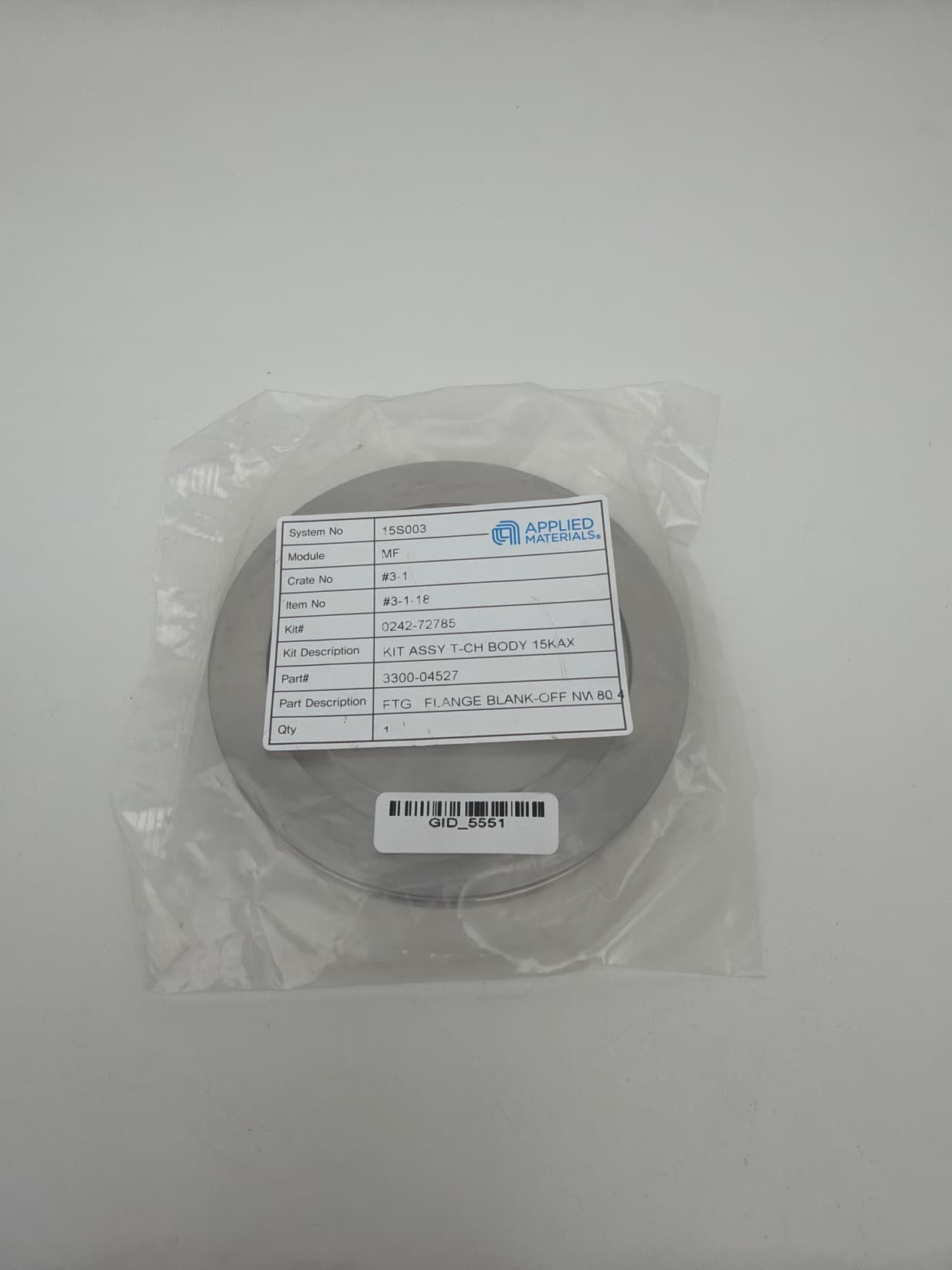 Blank Vacuum Flange NW80 ISO-MF 304 Stainless Steel