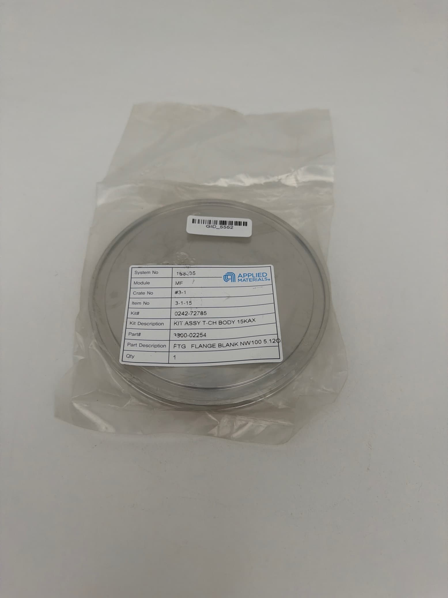Blank Vacuum Flange NW100 ISO-MF 304 Stainless Steel