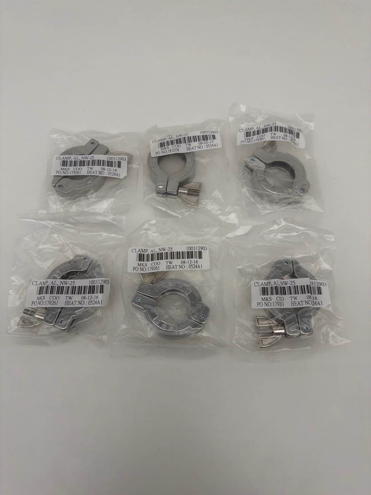 MKS / HPS 100312903 NW25 Wing Nut Flange Clamp, ISO-KF Vacuum Flange, Aluminum