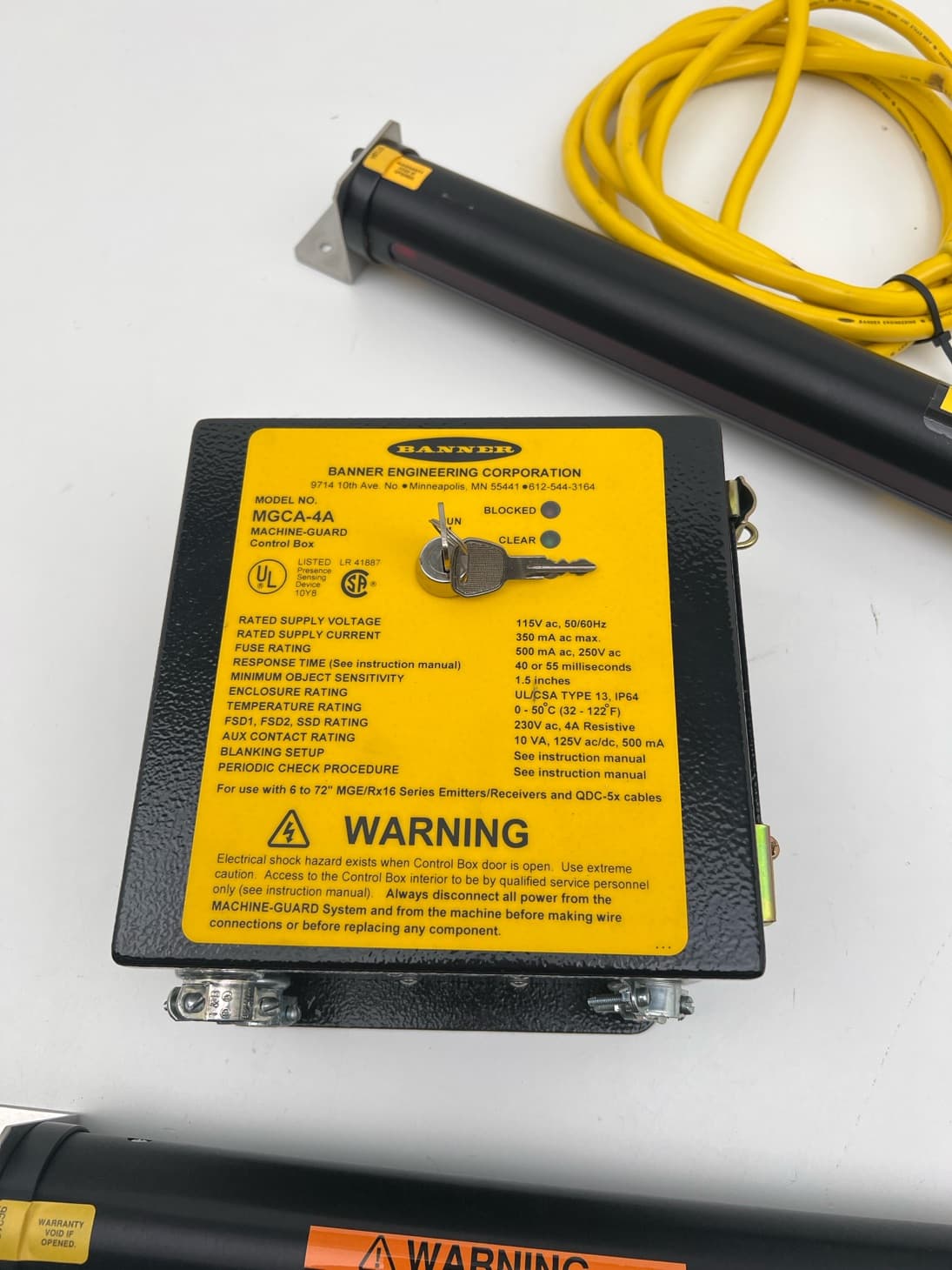 Banner MGE3016A / MGR3016A Emitter / Receiver Light Curtain MGCA-4A Control Box