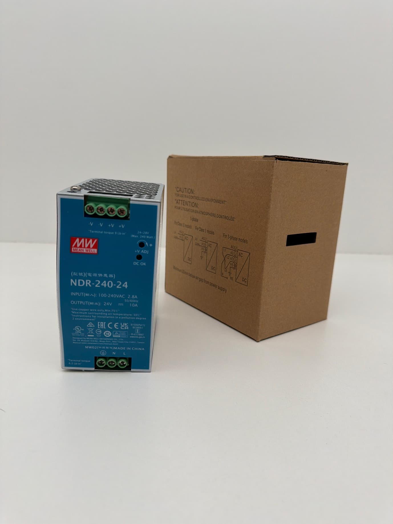 Mean Well NDR-240-24 DIN Rail Power Supply, 24VDC @10A