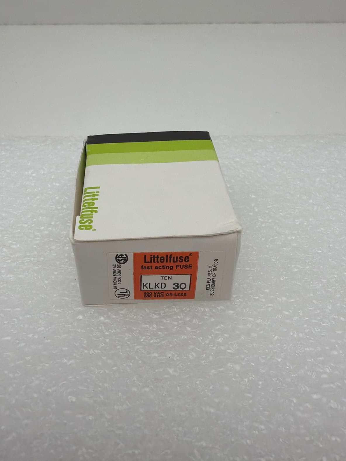 (10) Littelfuse KLKD 30 Fuses, Fast Acting, 30 Amp, 600VAC, 600VDC, 10Pcs