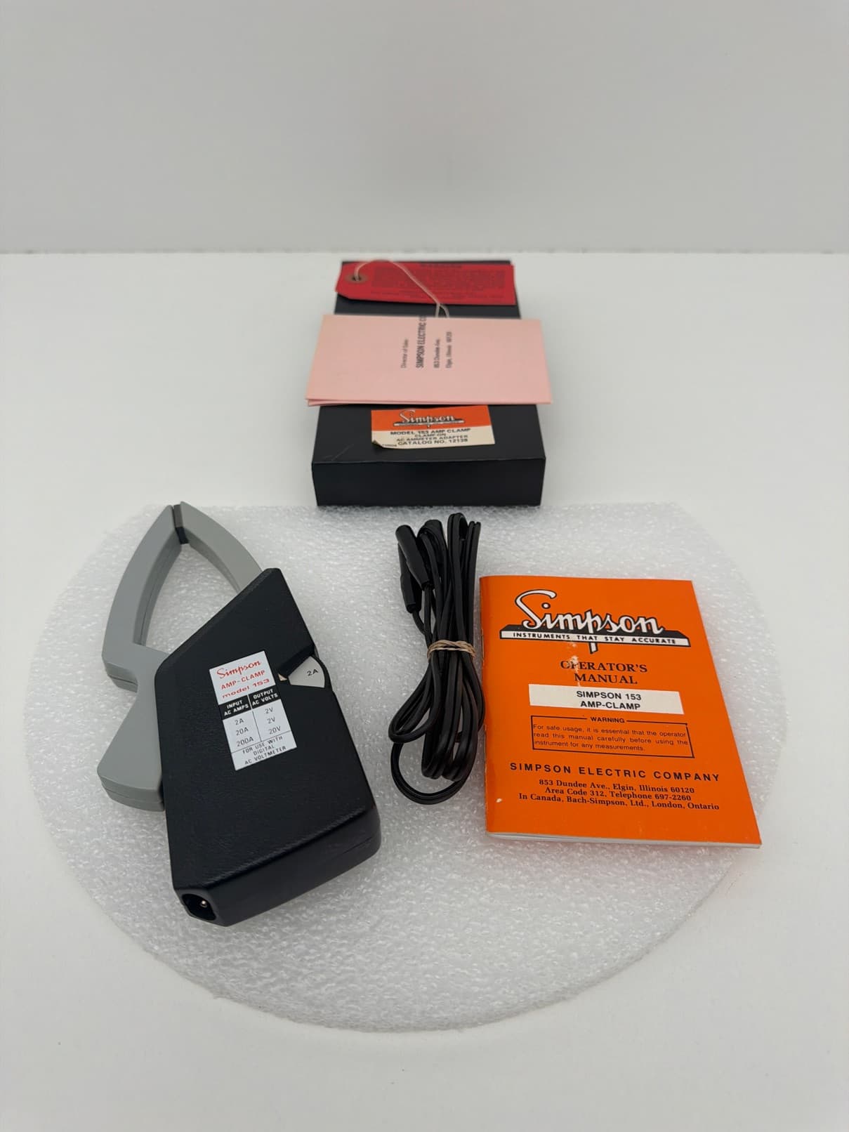 Simpson 153 AMP Clamp AC Ammeter Adapter, 2-200A, Cat# 12138