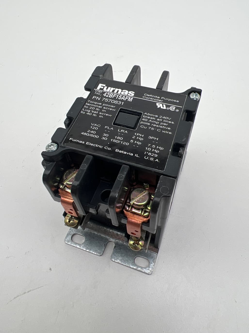 Furnas 42BF15AFM Definite Purpose Contactor, 2-Pole, 30A, 120VAC Coil