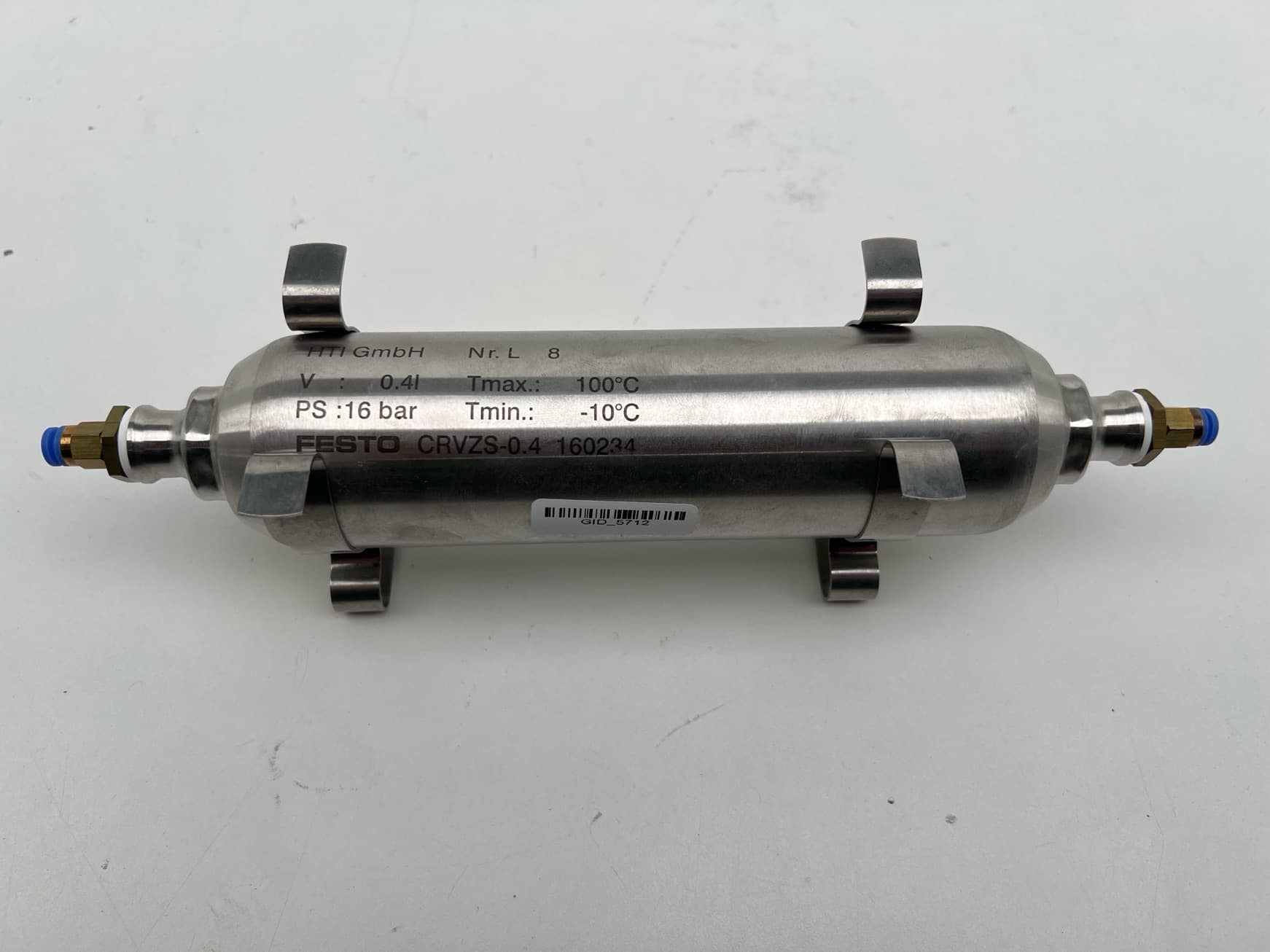 Festo 160234 CRVZS-0.4 Air Reservoir, Stainless Steel, 0.4L, 16 bar