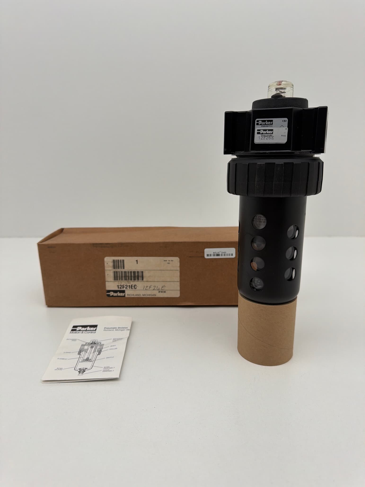 Parker 12F26E Pneumatic Air Line Lubricator Automatic Float Drain 3/8" NPT