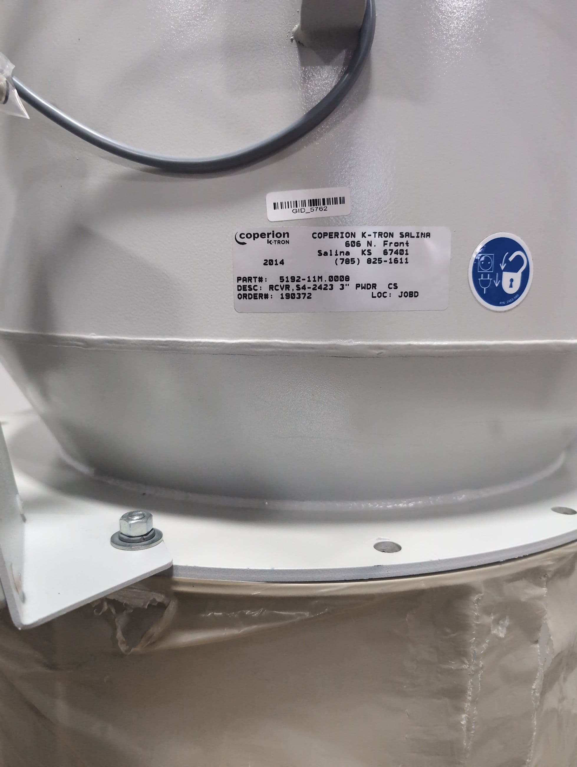 Coperion RCVR, S4-2423 3" PWDR CS Vacuum Seq. Powder Receiver w/ Fluidizer kit