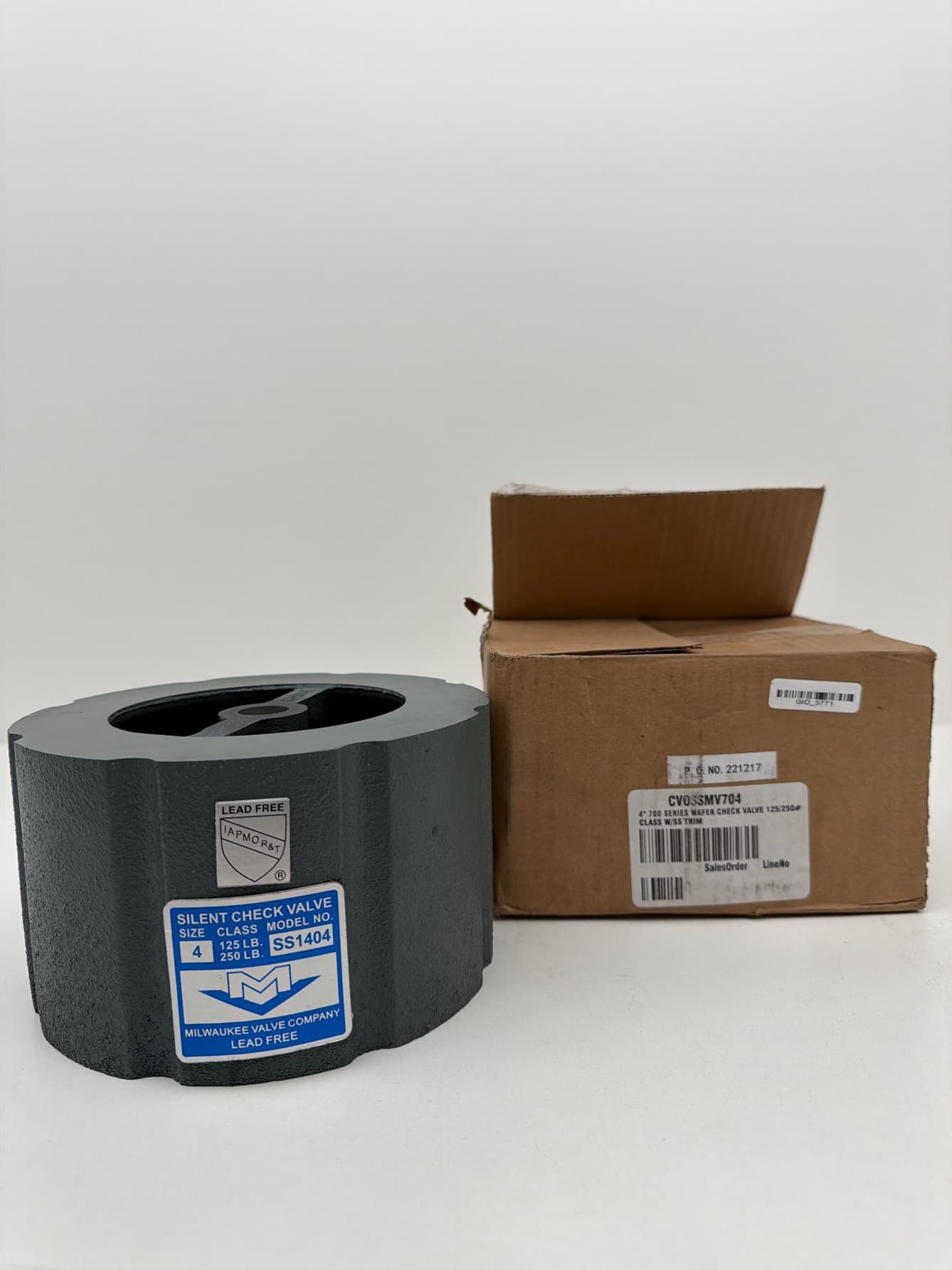 Milwaukee Valve 1404-400 SS1404 4" Wafer Silent Check Valve 125/250LB