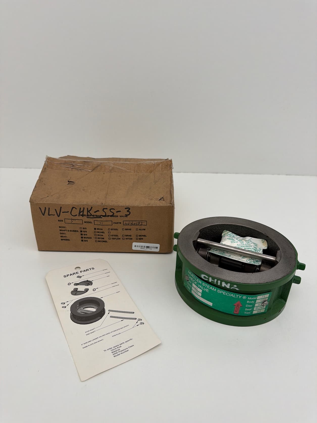 Mueller Steam Specialty 71 Double Disc Wafer Check Valve 3"