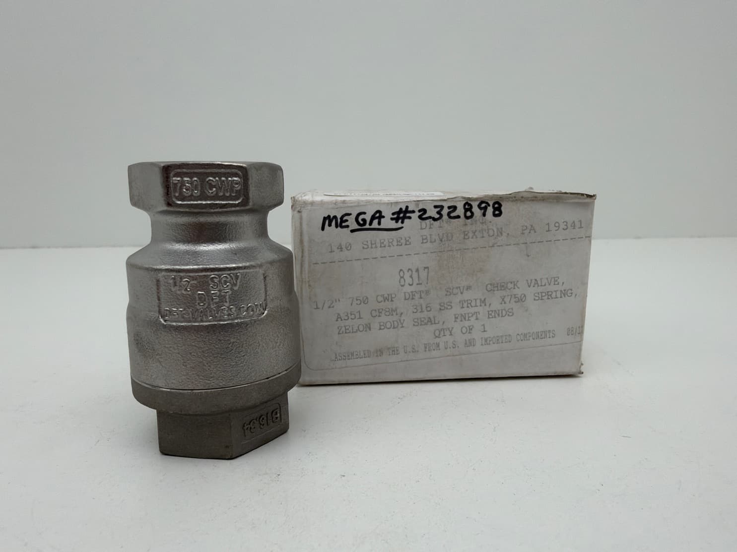 DFT 8317 In-Line Check Valve Stainless Steel 1/2″