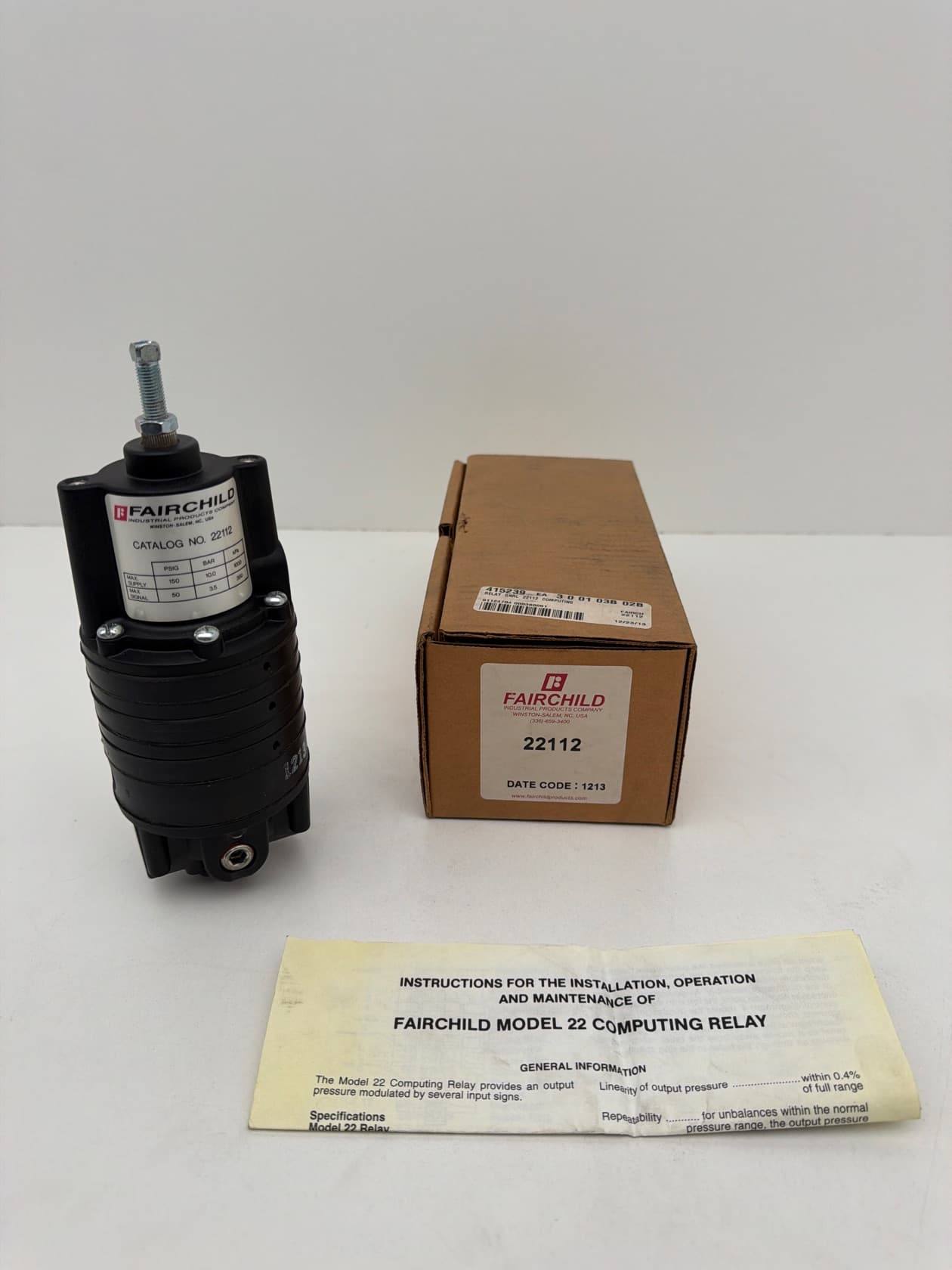 FAIRCHILD 22112 Model 22 Pneumatic Computing Relay 1/4"NPT