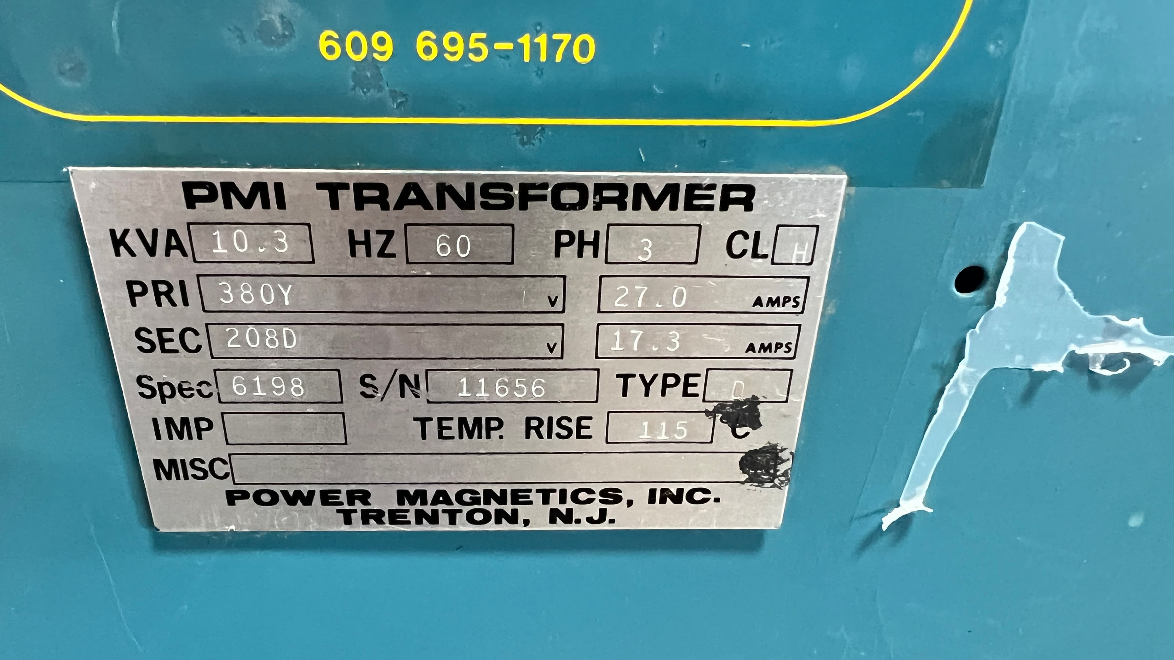 PMI Power Magnetics 6198 10.3kVA 380Y pri, 208D sec, 3 phase, 60Hz