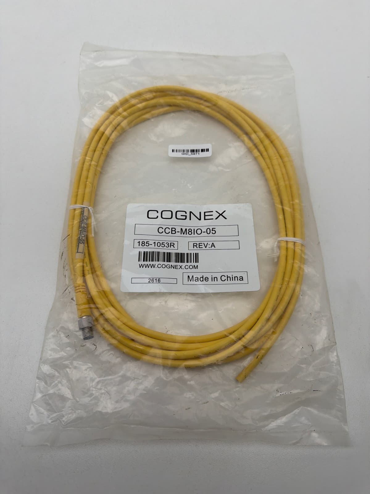 Cognex CCB-M8IO-05 Connection Cable M8 5 Pin Connector 5m 185-1053R Rev: A
