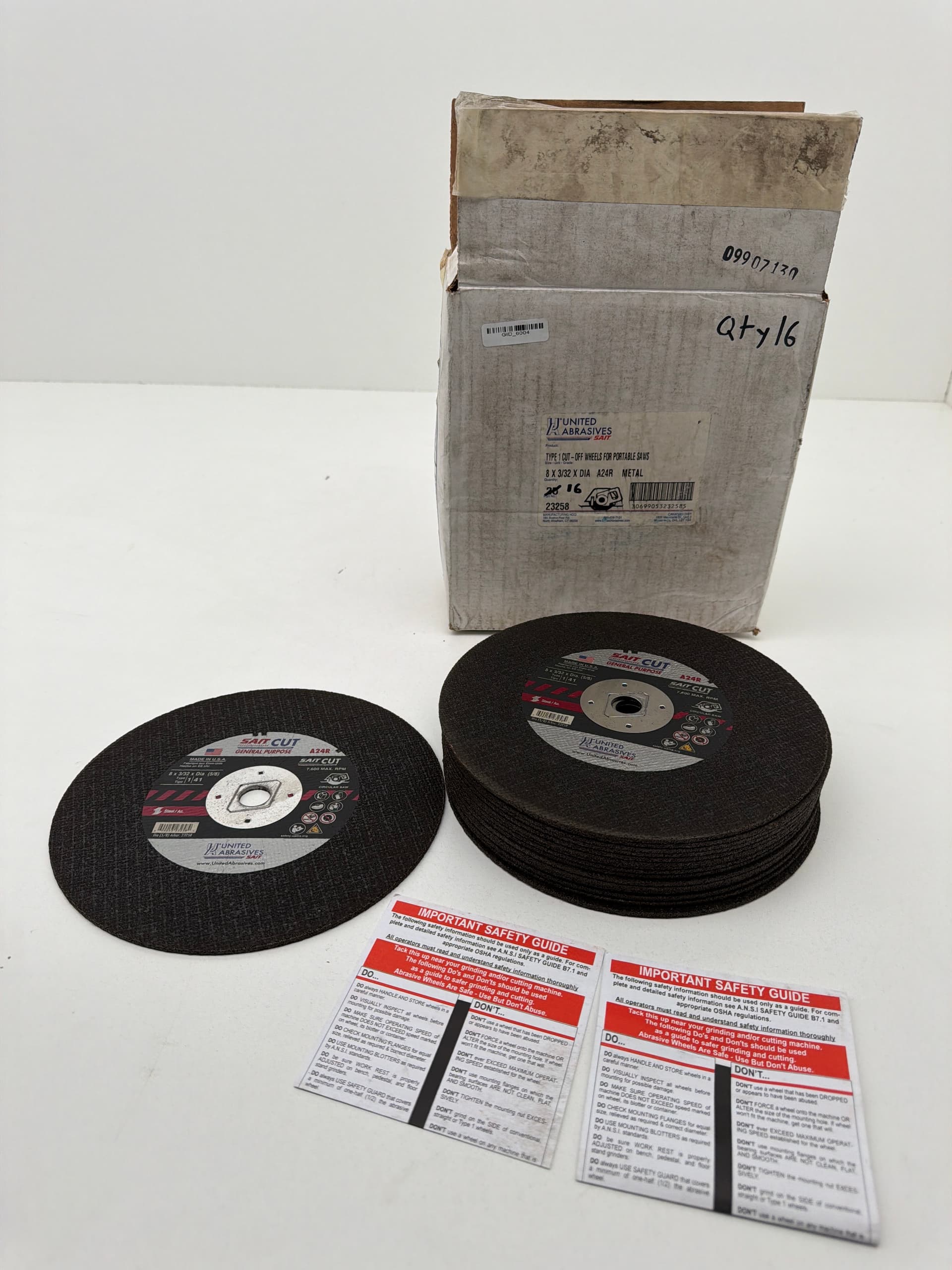 SAIT 23258 Type 1 Steel Cut-Off Wheels for Portable Saw 8 x 3/32 A24R 5/8"
