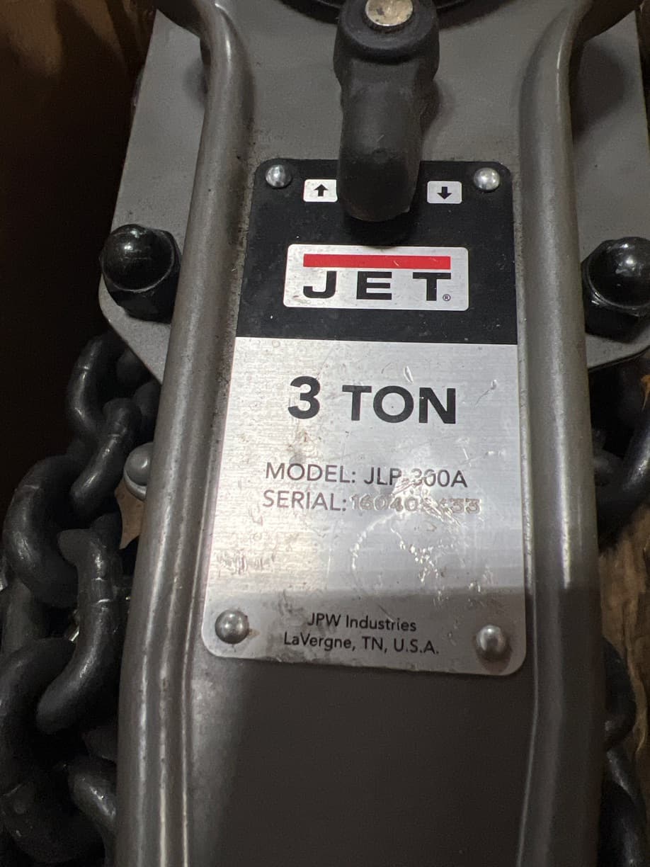 Jet JLP-300A-15 # 287502 lever hoist, 3 Ton 15' Lift