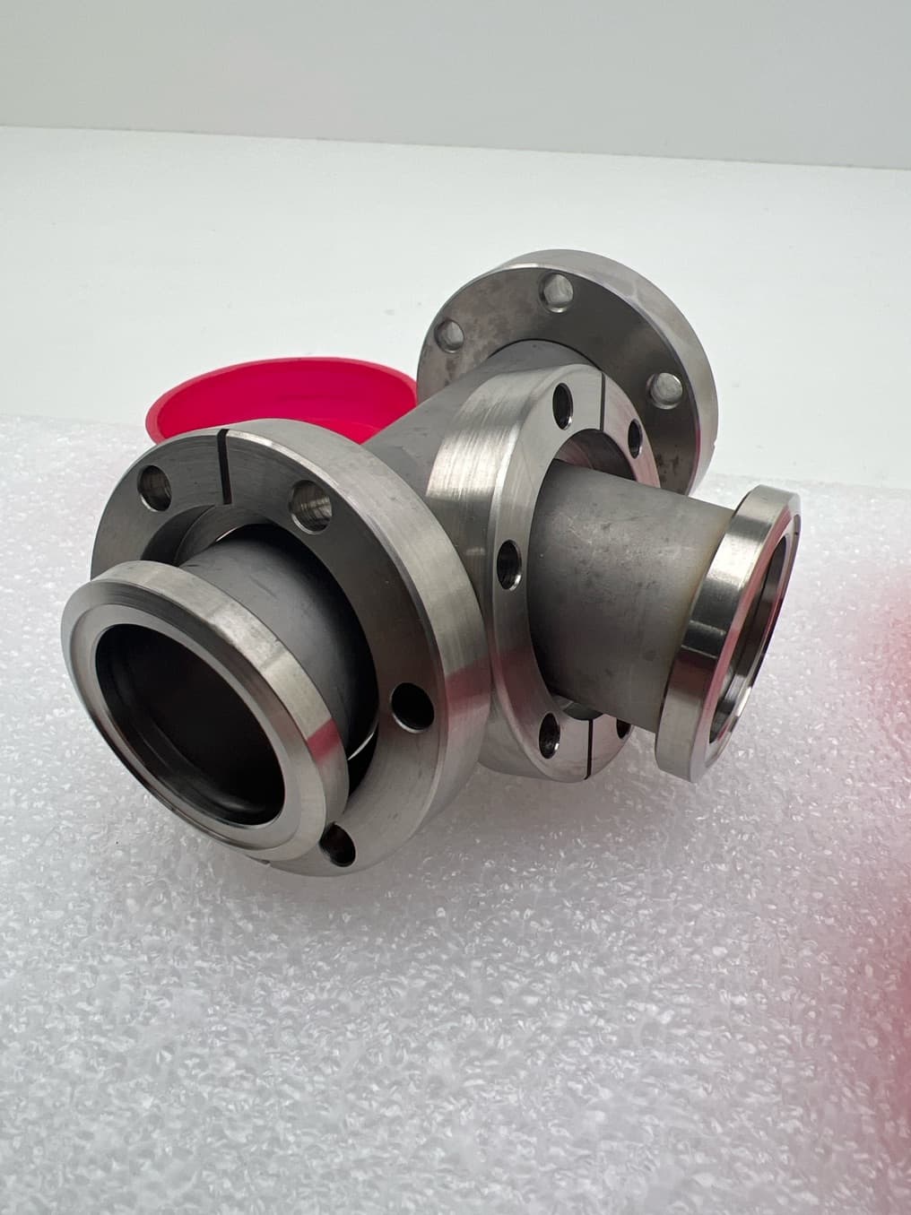 DN35CF-DN40CF 2.75" OD Conflat Tee, tube id 1.375" 304 SS, 4.875" L