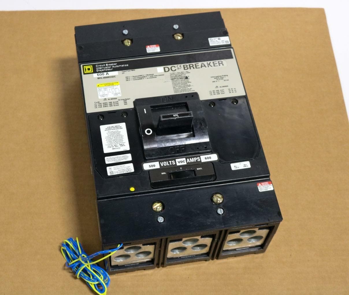 Square D MHL3660033DC 600 Amp 500 Volt DC Circuit Breaker