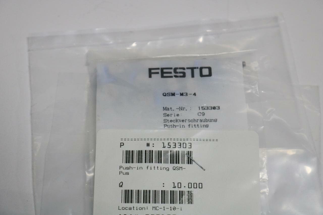 Festo QSM-M3-4 Lot of 10 Push-In Fitting 153303