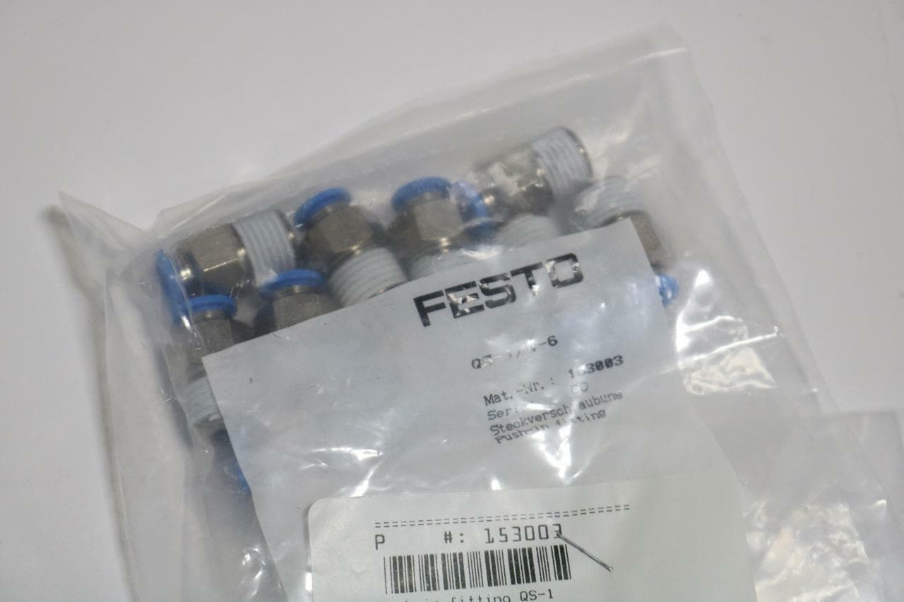Festo QS146 Lot of 10 QS-1/4-6 Push-In Fittings 153003