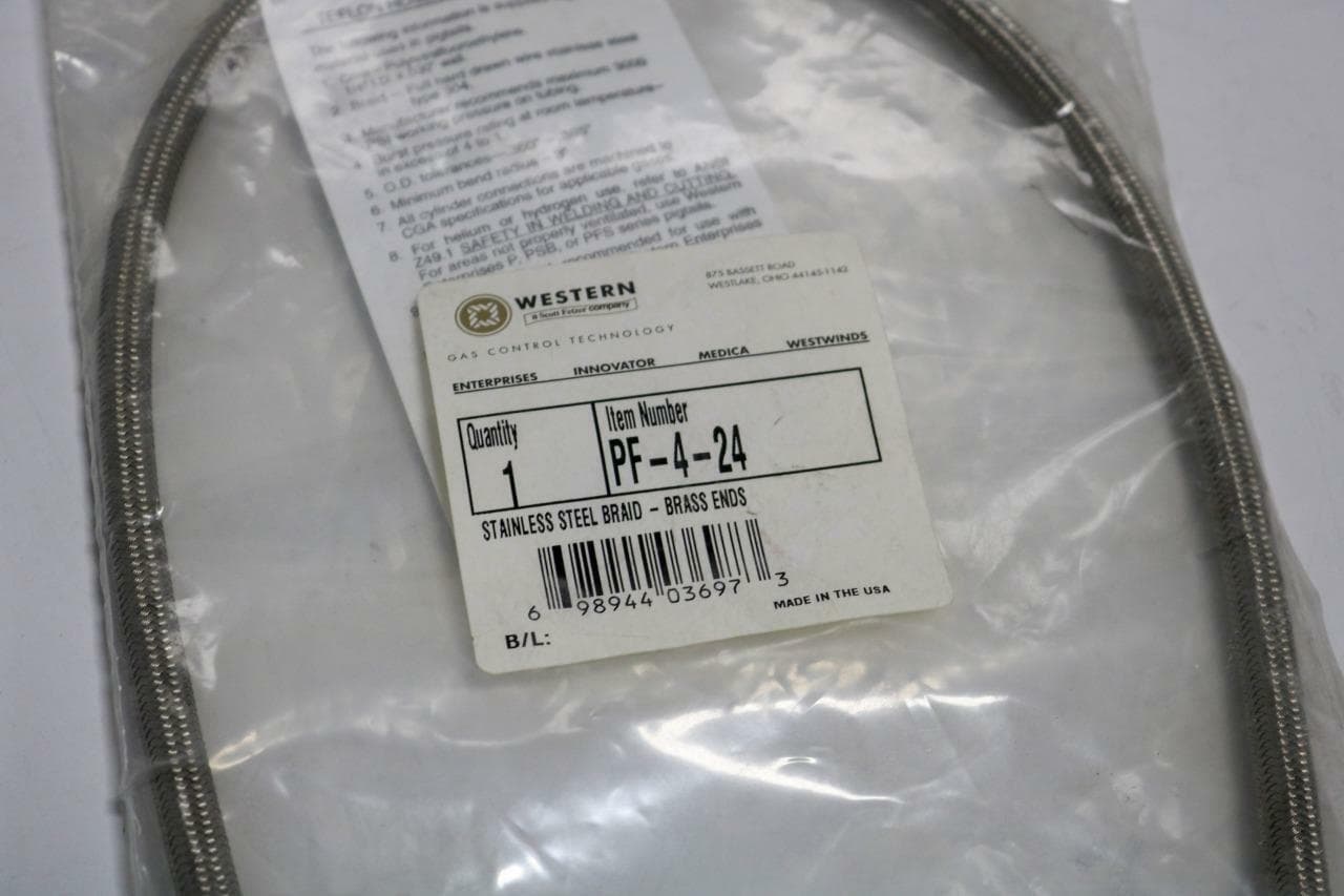 Western PF-4-24 SS/Teflon Hose w/Brass Ends