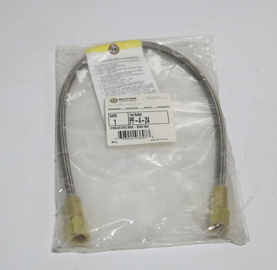 Western PF-4-24 SS/Teflon Hose w/Brass Ends