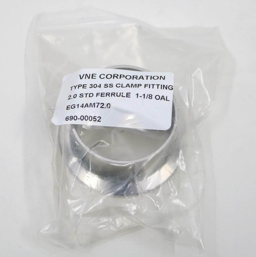 VNE Corporation EG14AM72.0 304 Stainless Steel Ferrule, Clamp Fitting, 2"