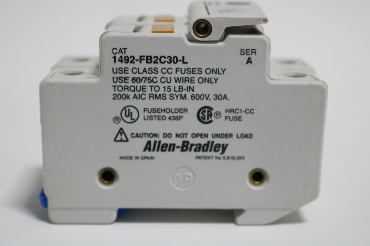 Allen-Bradley 1492FB2C30L 1492-FB2C30-L Fuse Holder with 2 Fuses