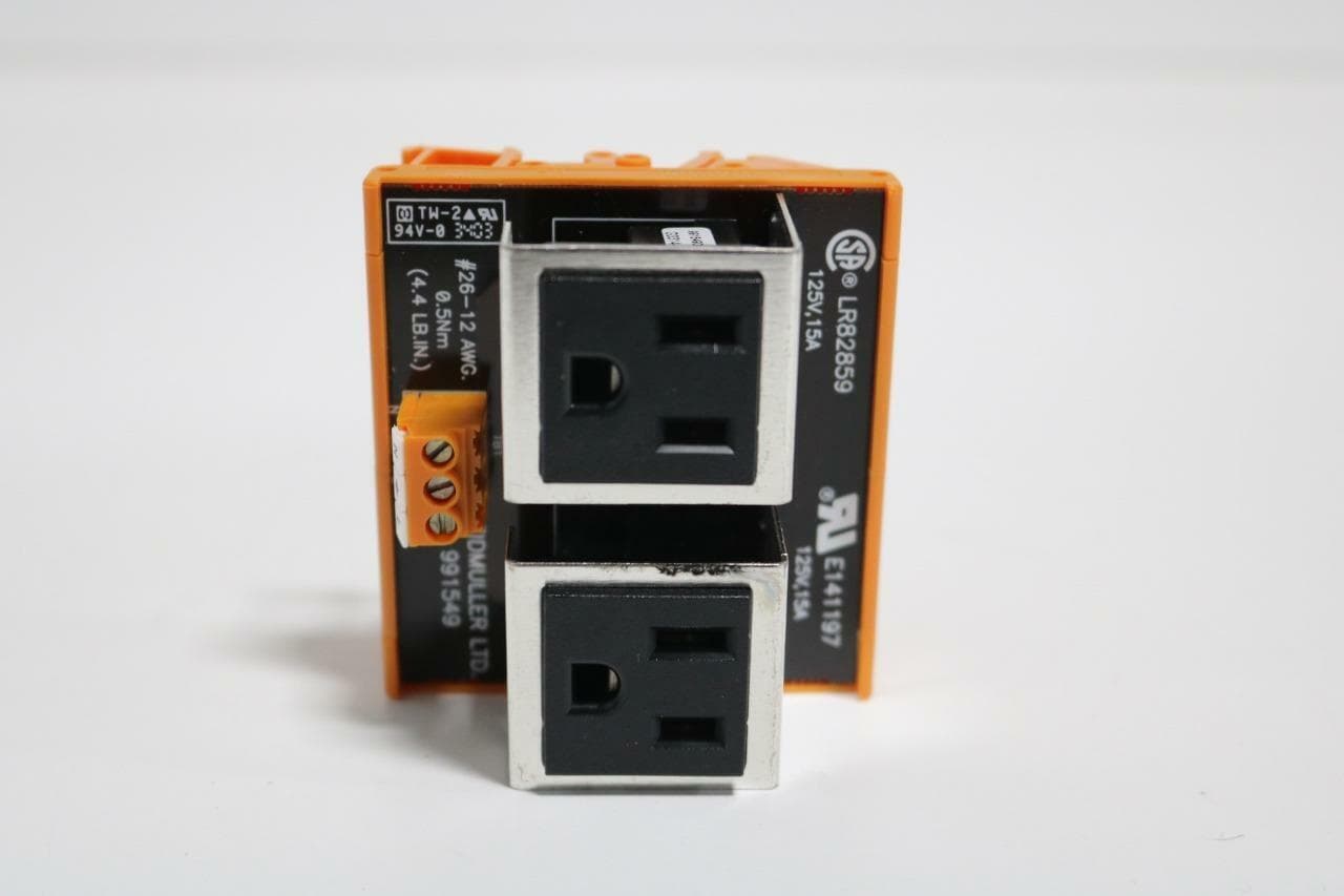 Weidmuller 991549 Duplex 120VAC Outlet DIN Rail Mount