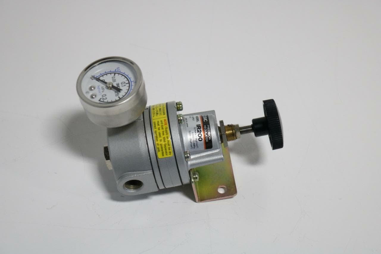 SMC IR200 Precision Pneumatic Regulator with Gauge and Bracket