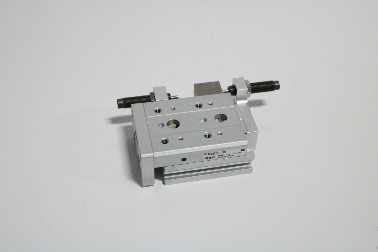 SMC MXS16-30, RB1006 Guided Cylinder Air Slide Table w/2 Shock Absorbers