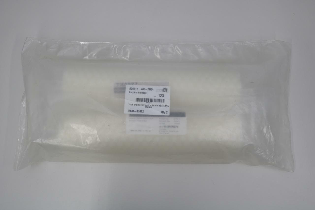 Applied Materials 3920-01672 Lot of 2 Tool Brush 2.75" OD x 1.25"ID x 12.5L PVA