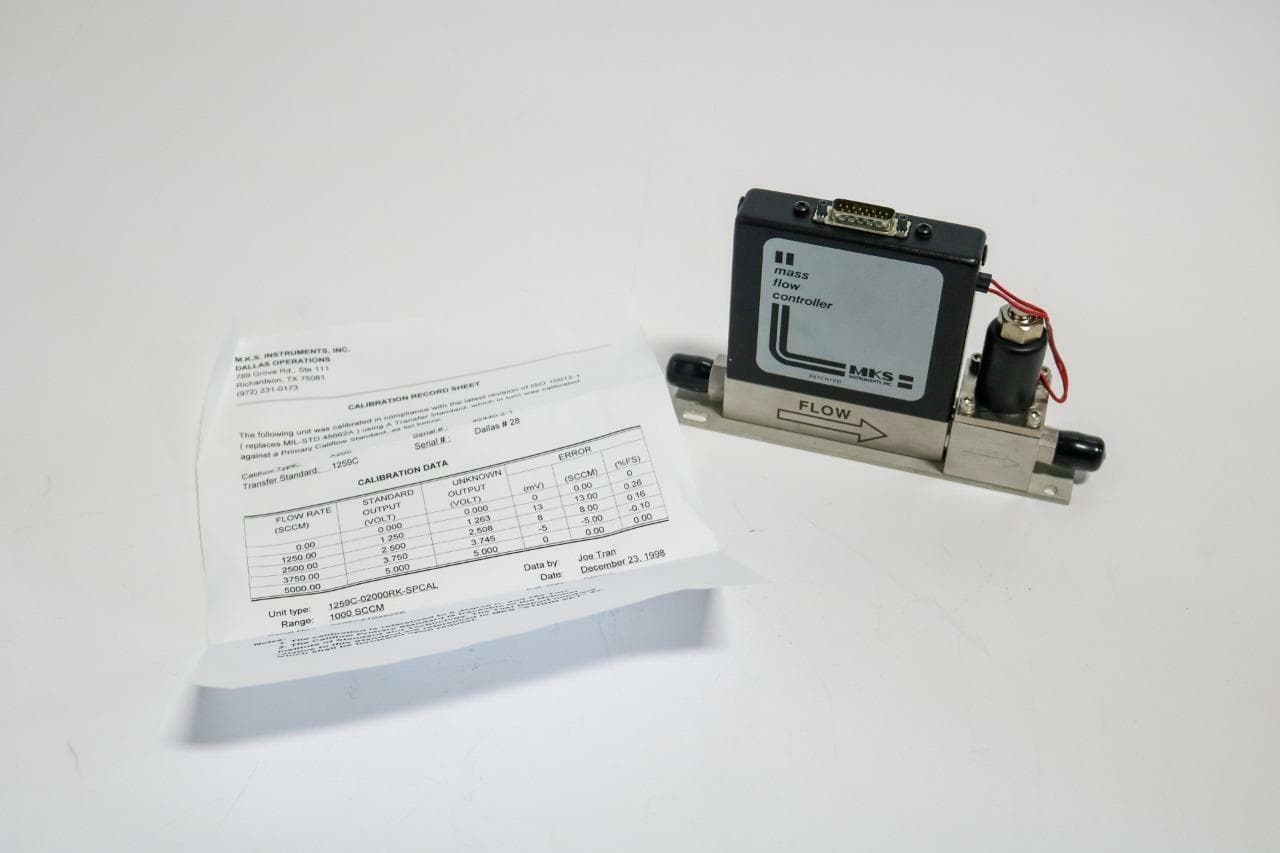 MKS 1259C-02000RK-SPCAL Instruments Mass Flow Controller 1000SCCM COCL2,