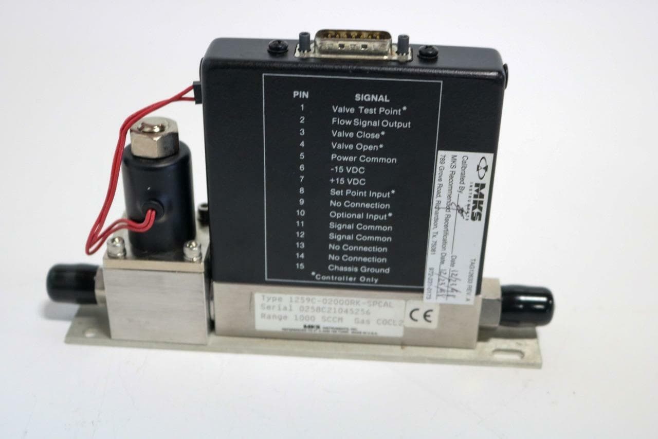 MKS 1259C-02000RK-SPCAL Instruments Mass Flow Controller 1000SCCM COCL2,