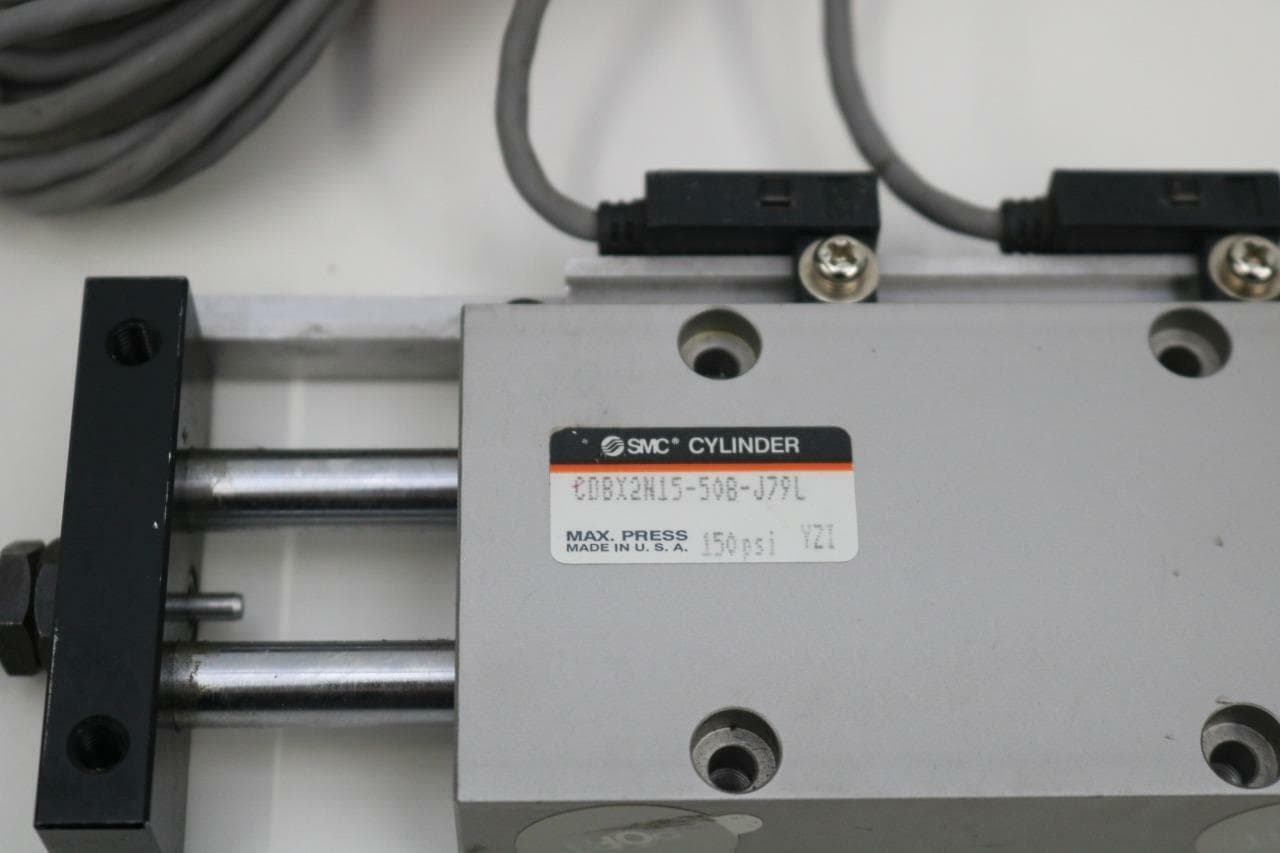 SMC CDBX2N15-50 J79L Dbl Rod Guided Cylinder w/2 RBO 805 Shock Absorbers