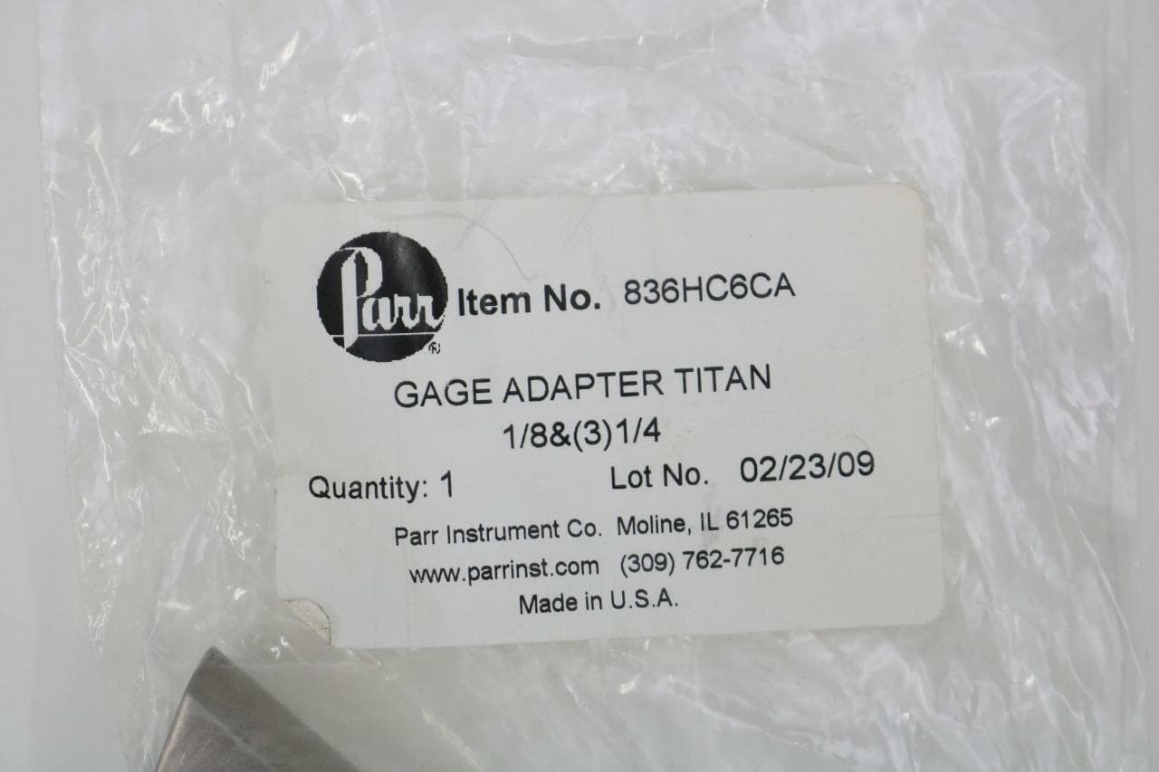 Parr Instruments 836HC6CA Gage Adapter Titan, 1/8"& (3)1/4", Ti 2