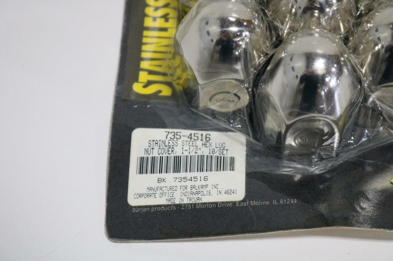 Napa 735-4516 Barjan Stainless Steel Hex Lug Nut Cover 1-1/2", Package of 10