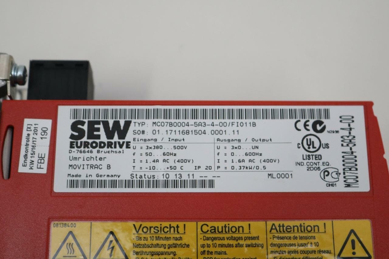 SEW Eurodrive MC07B0004-5A3-4-00 Inverter Drive