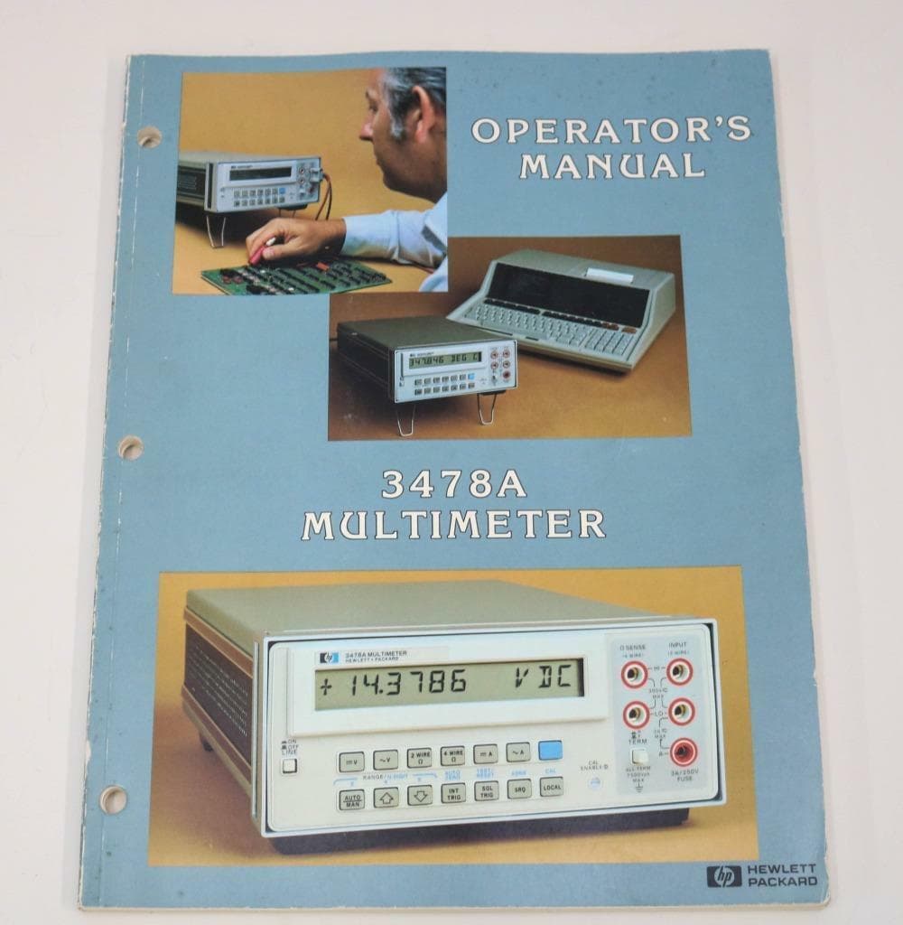 Hewlett Packard 3478A Multimeter Operator's Manual