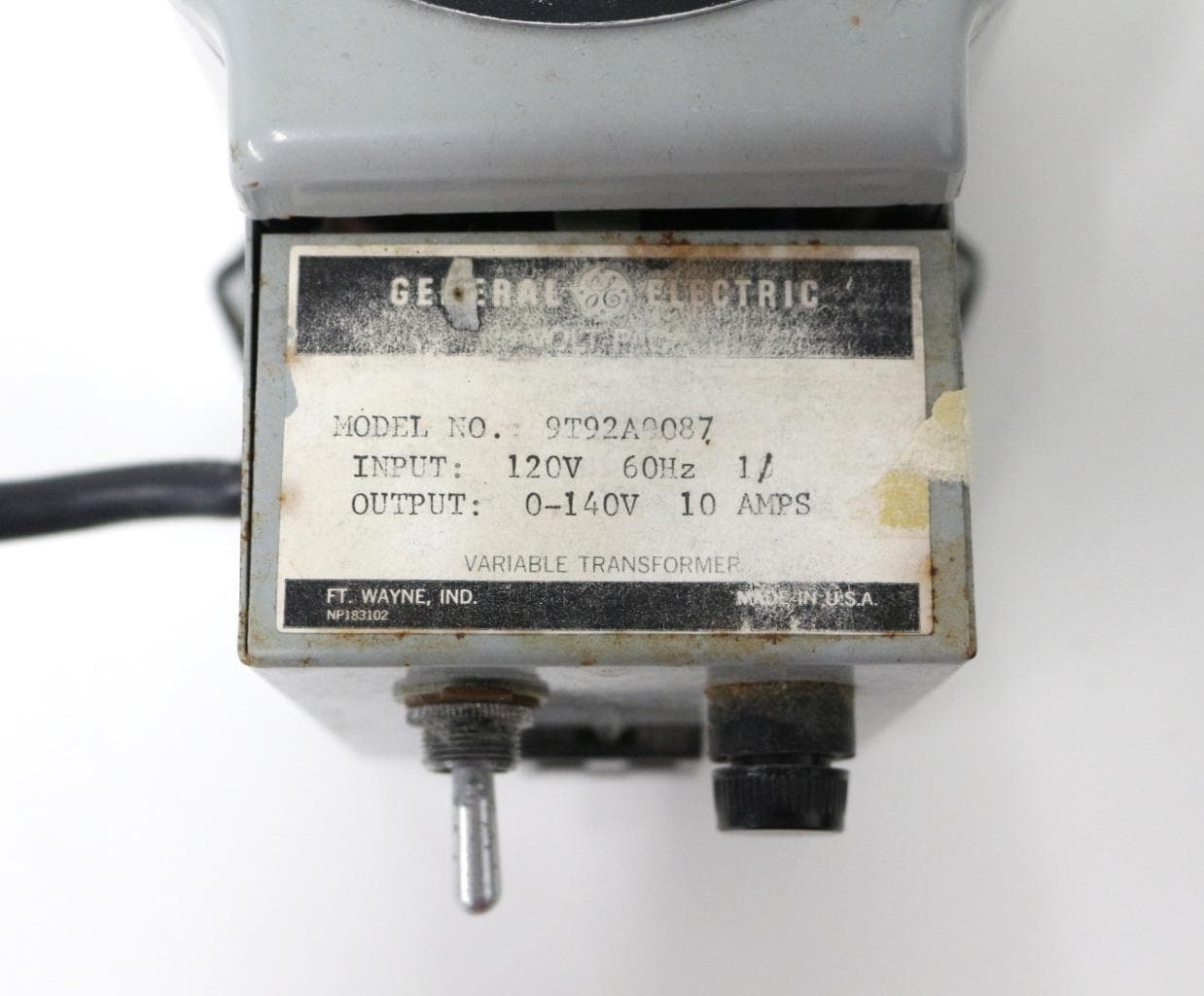 General Electric 9T92A0087 120V, 60Hz, 0-140V, 10 AMPS, Variable Transformer
