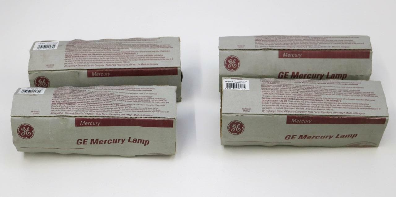 GE HR100/DX38 Lot of 4 Mercury Lamps, 100W