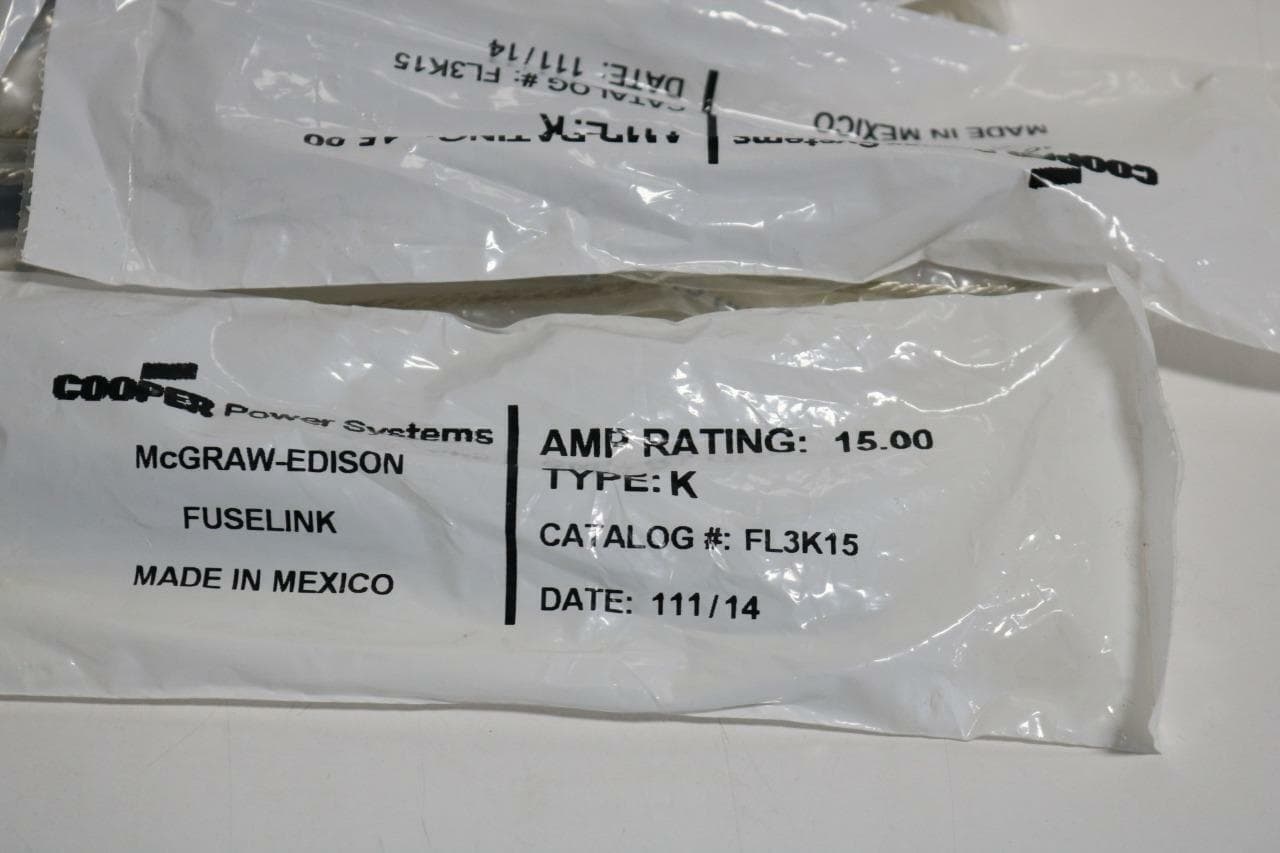 Cooper FL3K15 Lot of 8 Type K 15 Amp Fuse Links